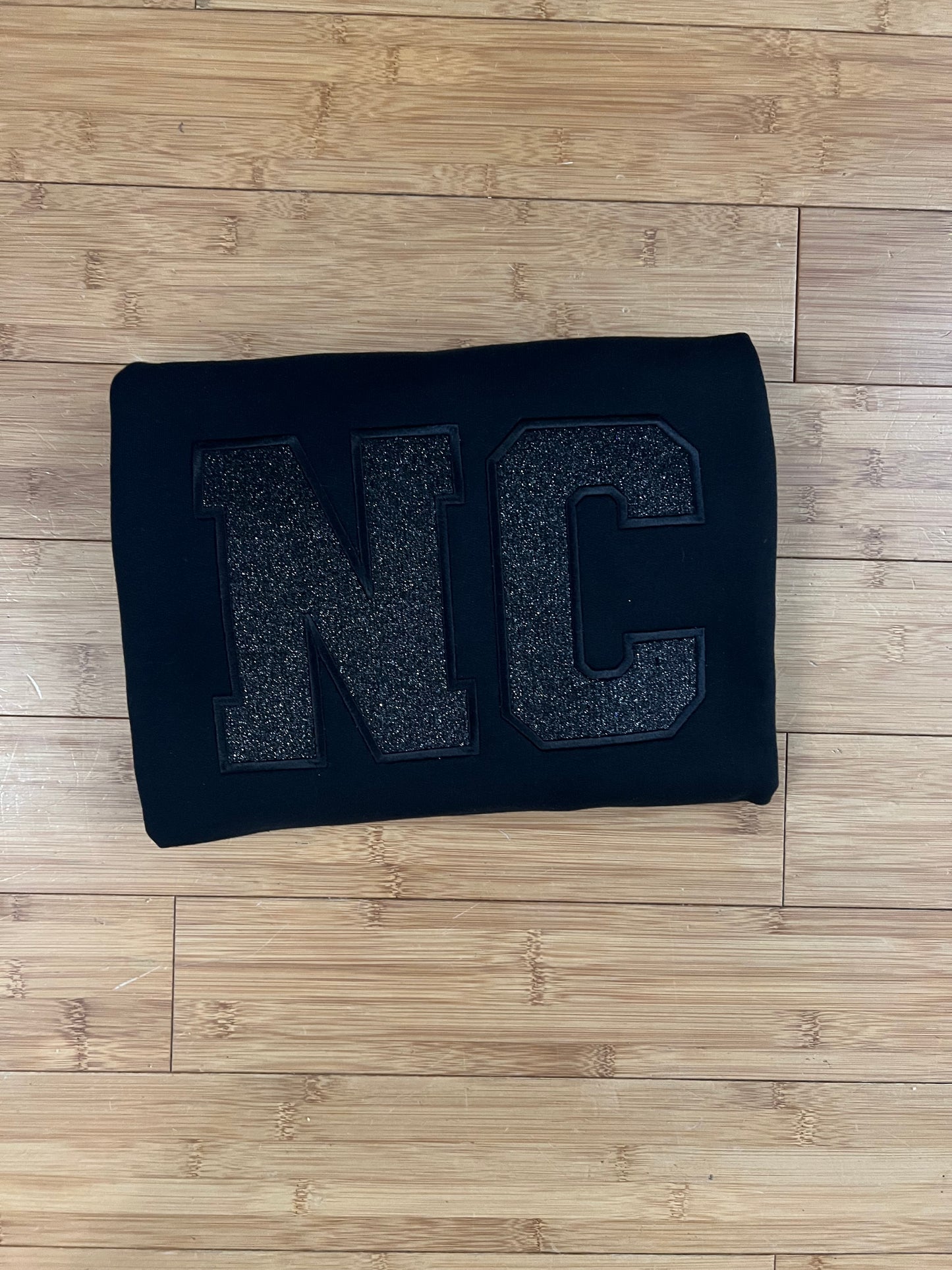 Black Glitter State Appliqué Sweatshirt