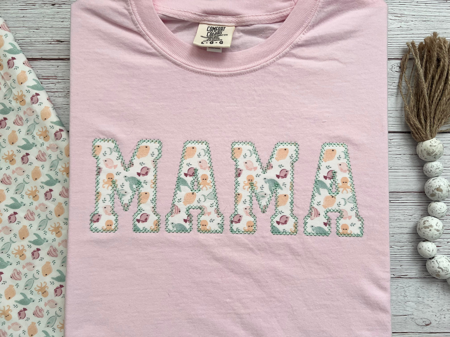 Ocean Animals MAMA Comfort Colors T-Shirt - Embroidered