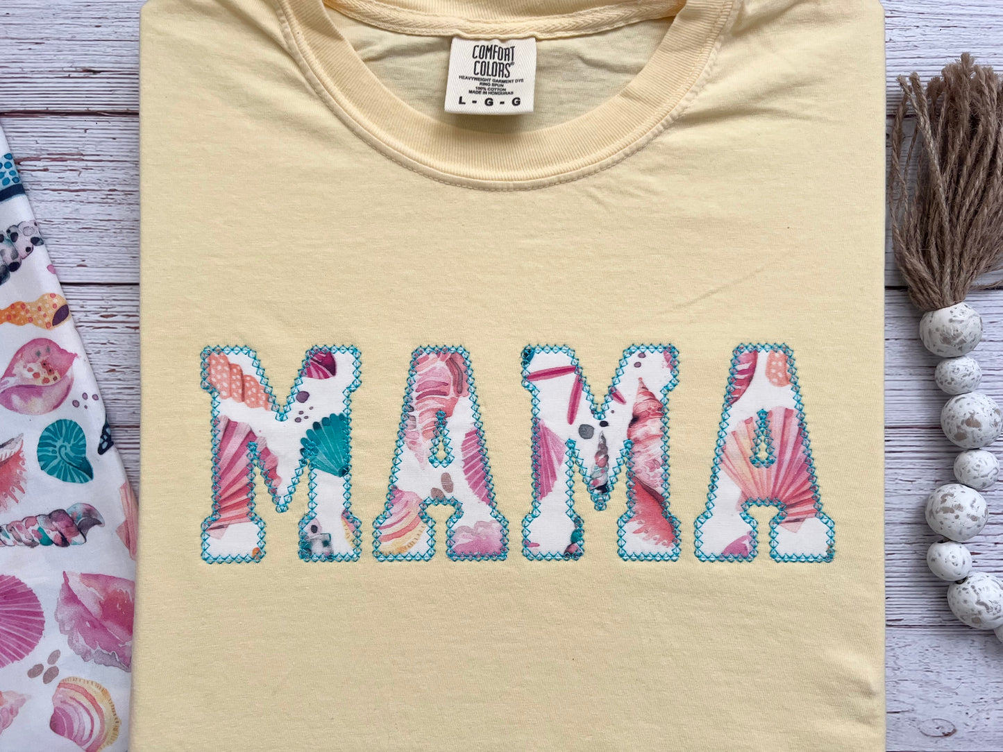 Seashell MAMA Comfort Colors T-Shirt - Embroidered